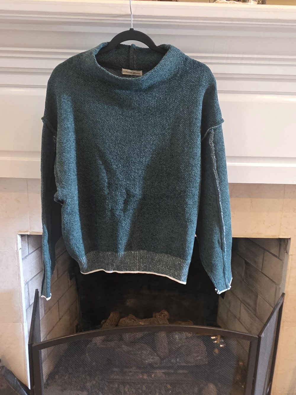 Zenana Outfitters Dark Green Cowl Neck Knit Sweater